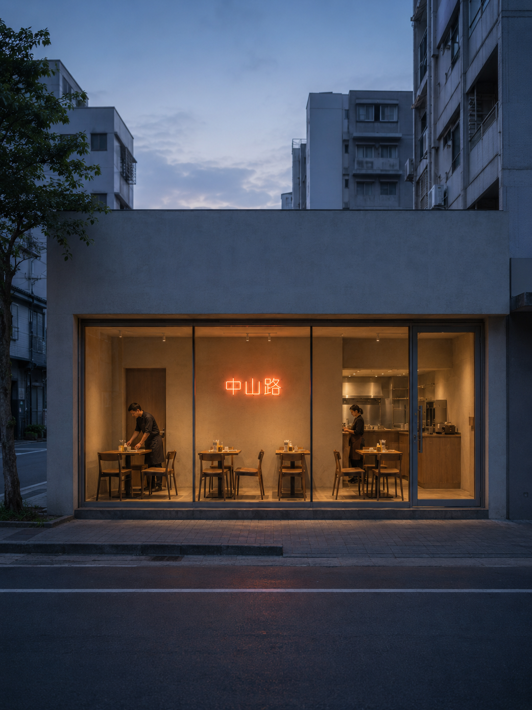 中山路店面夜景
